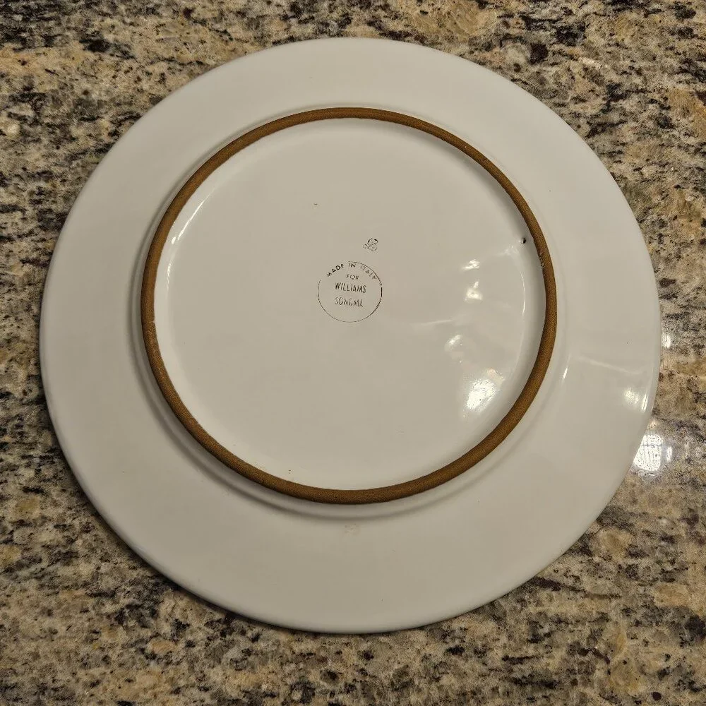 RARE WILLIAMS SONOMA ITALY TOURNESOL HANDPAINTED SPRING BLUE DINNER PLATE
